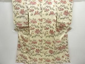 アンティーク　本場琉球紅型　蝶花鳥模様着物(材料)